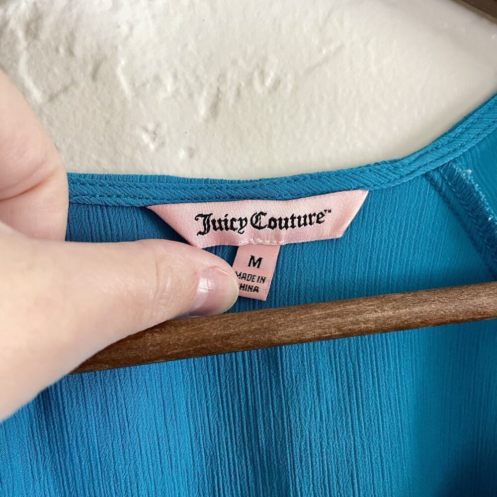 Vintage 90s y2k Juicy Couture Size Medium Blouse - Blue Tiered Embellished Cold - Picture 3 of 9